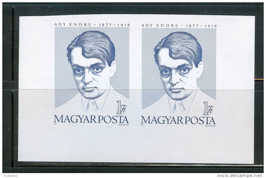 HUNGARY-1977.Imperforated Stamp In Pair  - Lyric Poet Endre Ady/Margin Copy  MNH!  Mi 3242B. - Ongebruikt
