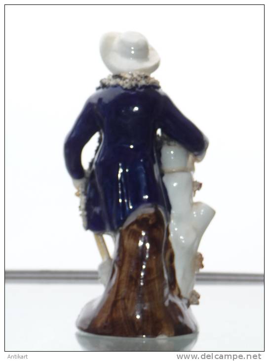 Gentilhomme Aux Fleurs, Porcelaine Polychrome XIXe Signée, Parfait état - Non Classificati