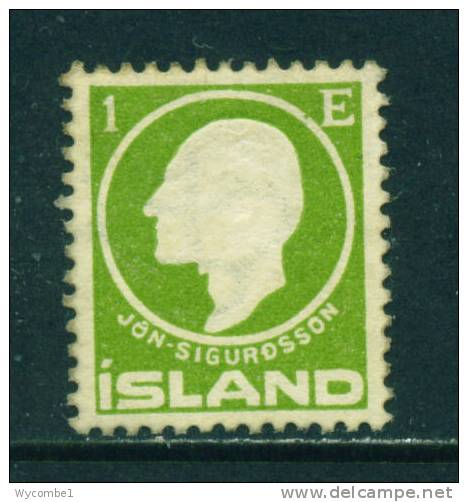 ICELAND - 1911 Jon Sigurdsson 1e Mounted Mint - Unused Stamps