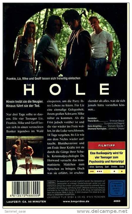 VHS Video  ,  THE HOLE  -  Eine Bunkerparty Wird Zum Psychotrip  -  Von 2002 - Horreur
