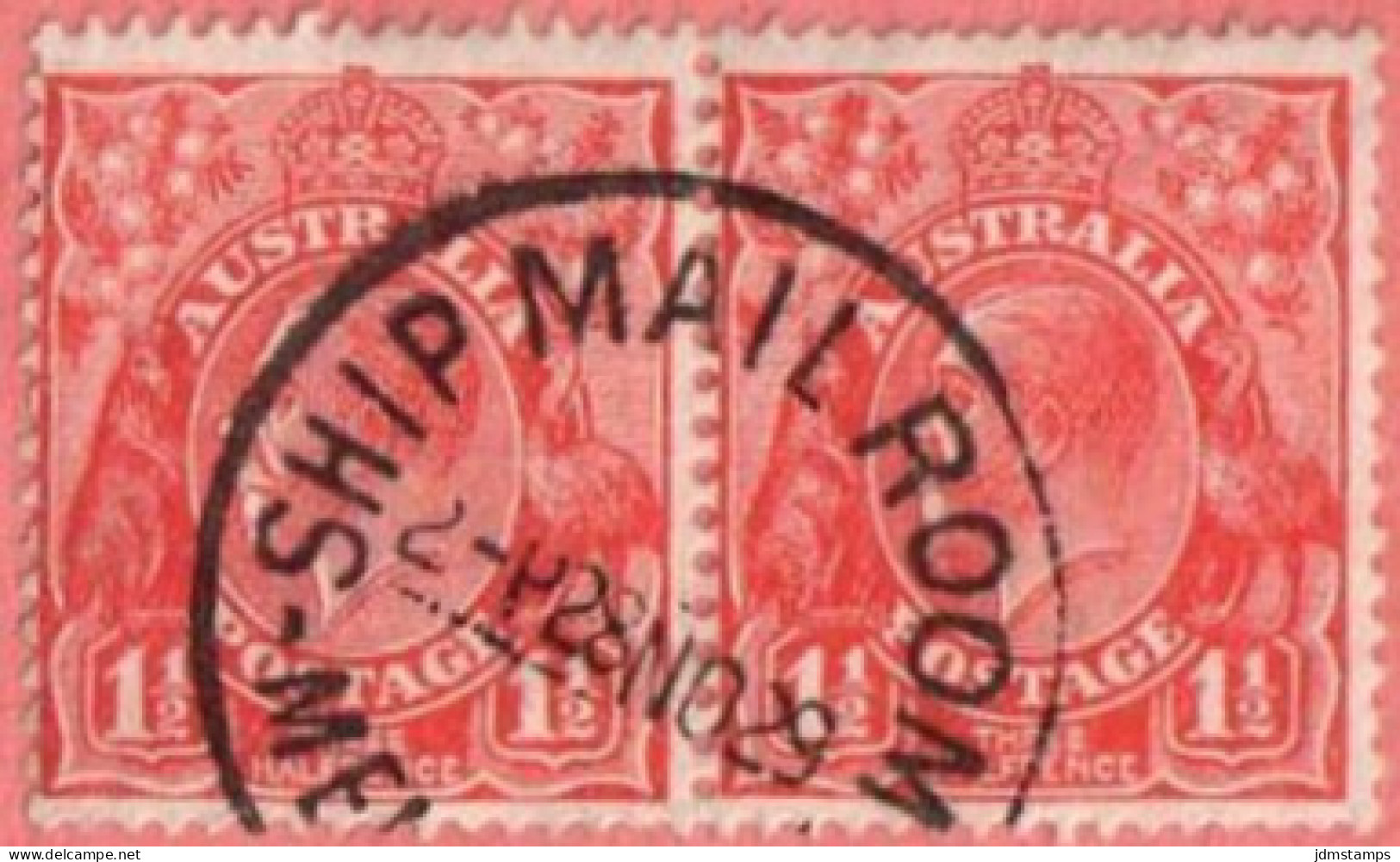 AUS SC #68 PR 1927 King George V  W/SON ("SHIP MAIL ROOM / 28 NO 29"), R Stamp - Sm Adh On Back, CV $3.50 - Oblitérés
