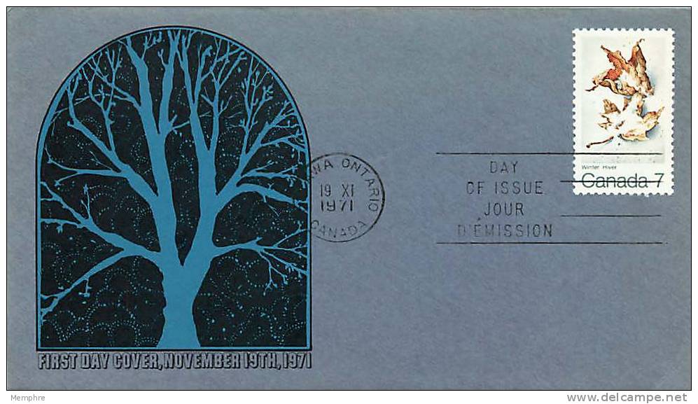 1971 Maple Leaf In Winter  Sc 538  Unaddressed Paper Machinery Cover - 1961-1970