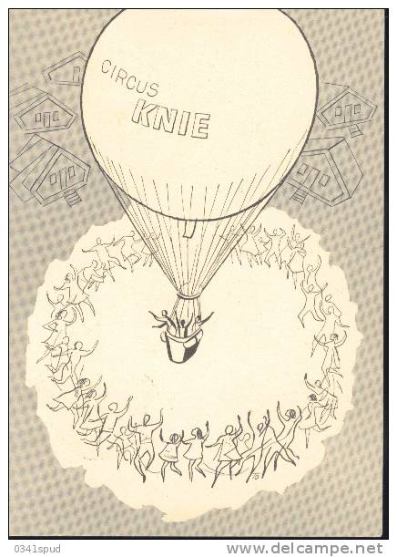 1959 Suisse Poste Par Ballon Mongolfiera Balloon Cirque Circus Circo Knie - Circo