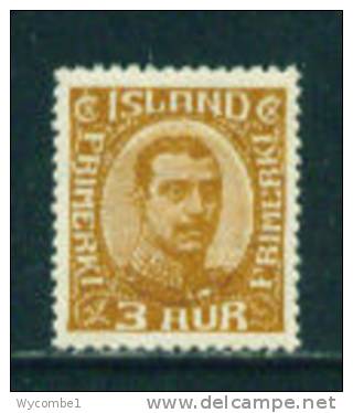 ICELAND - 1920 Christian X 3a Mounted Mint - Ungebraucht