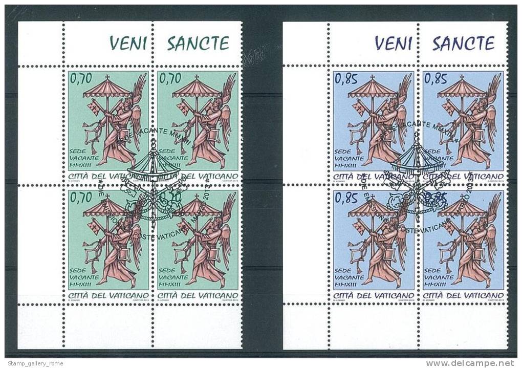 CITTA' DEL VATICANO - SERIE SEDE VACANTE - QUARTINA CON ANNULLO SPECIALE   - FIRST DAY OF ISSUE - 4 VALORI - BLOCK OF  4 - Used Stamps