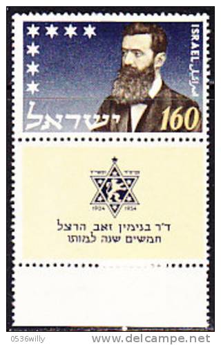 Israel 1951. Th. Herzl, Zeitungskorrespondent (B.0498) - Ongebruikt (met Tabs)