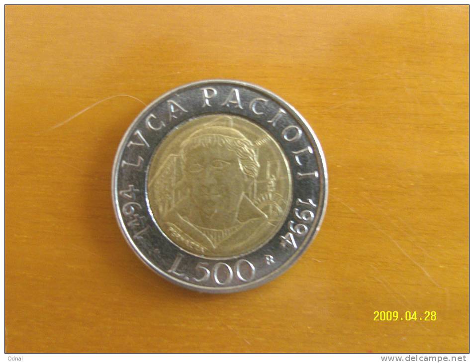 500 LIRE BIMETALLICO LUCA PACIOLI 1994  SPL - 500 Lire