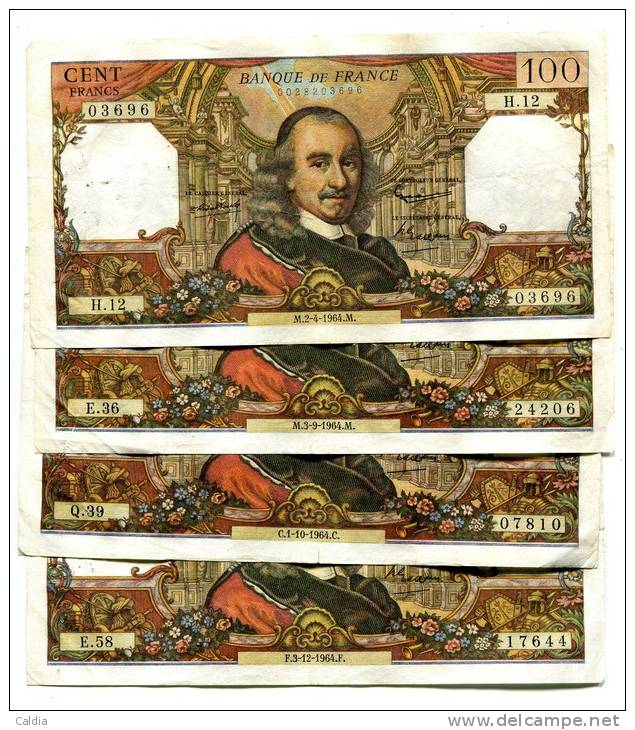 D France 100 Francs "" CORNEILLE "" 1964  - 4 Dates Différentes ! - 100 F 1964-1979 ''Corneille''