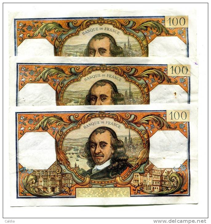 D France 100 Francs "" CORNEILLE "" 1966 + 1967 + 1968 - 100 F 1964-1979 ''Corneille''