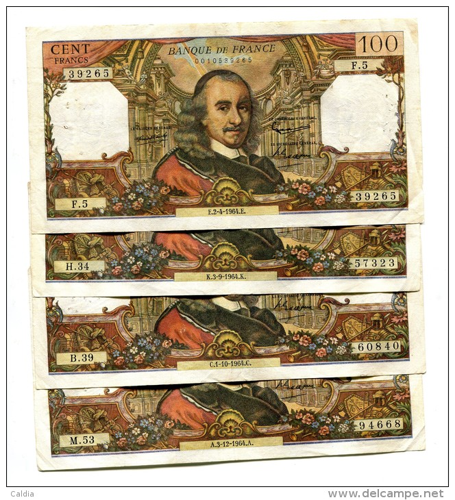 P France 100 Francs "" CORNEILLE "" 1964  - 4 Dates Différentes ! - 100 F 1964-1979 ''Corneille''