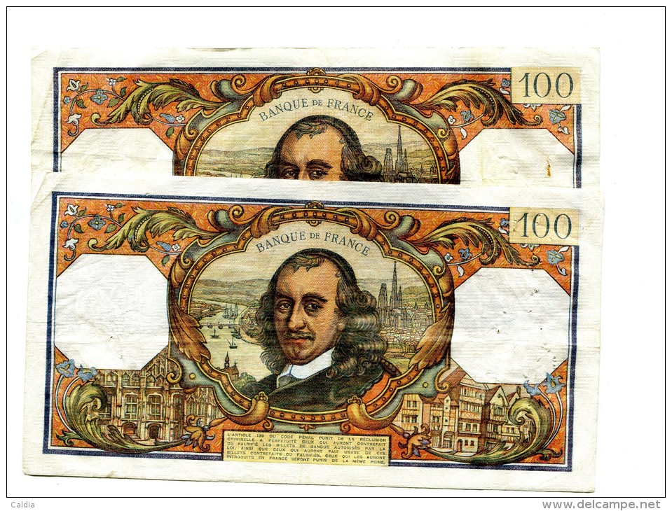 P France 100 Francs "" CORNEILLE "" 1967 + 1968 - 100 F 1964-1979 ''Corneille''