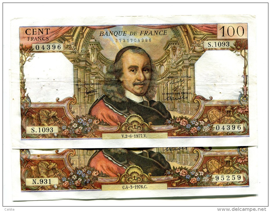 P France 100 Francs "" CORNEILLE "" 1976 + 1977 - 100 F 1964-1979 ''Corneille''