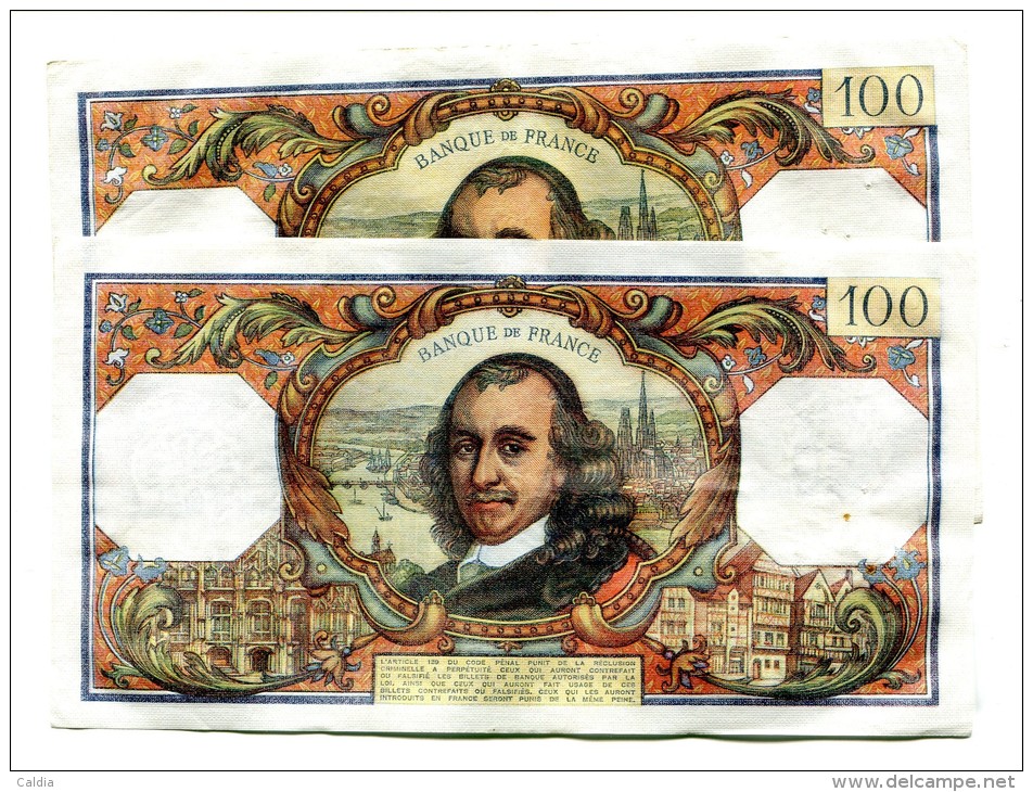 P France 100 Francs "" CORNEILLE "" 1976 + 1977 - 100 F 1964-1979 ''Corneille''