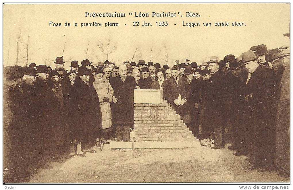 BIEZ - Grez-Doiceau - Préventorium Léon Poriniot - Pose De La Première Pierre 22 Jan. 1933 - Grez-Doiceau