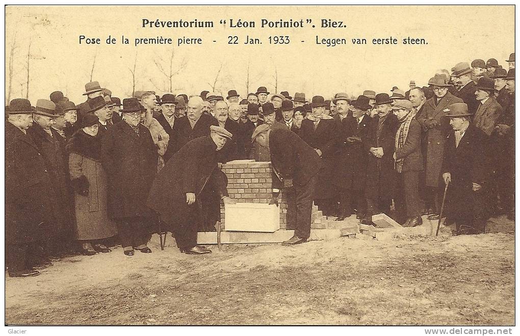 BIEZ - Grez-Doiceau - Préventorium Léon Poriniot - Pose De La Première Pierre 22 Jan. 1933 - Grez-Doiceau