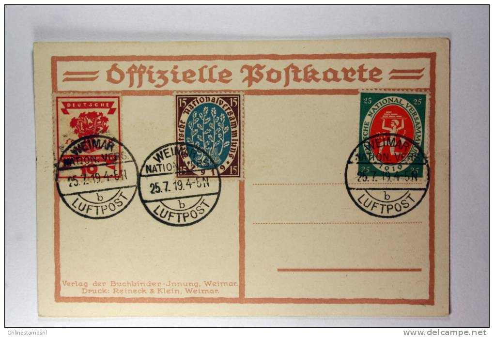 Germany: Offizielle Postkarte Nationalversammlung Weimar 1919 Mit Sonderstempel Luftpost - Briefe U. Dokumente