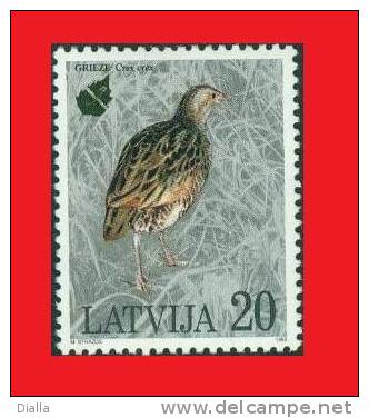 LATVIA 1995,  Corn Crake Bird / Oiseau Râle Des Genêts MNH ** - Autres & Non Classés