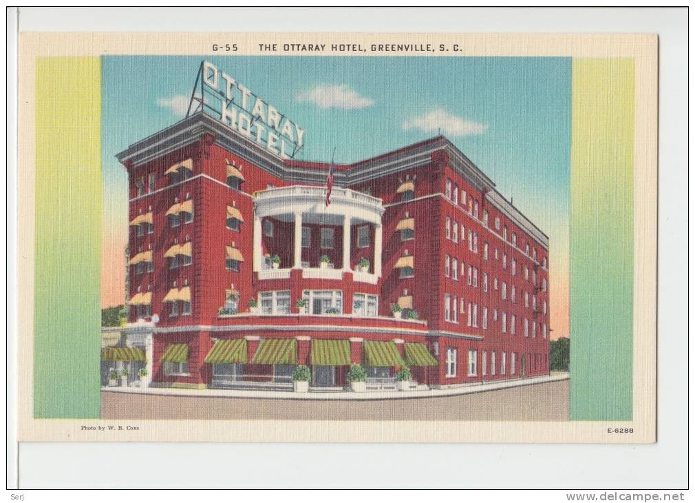 The Ottaray Hotel Greenville  South Carolina Old PC . USA - Greenville