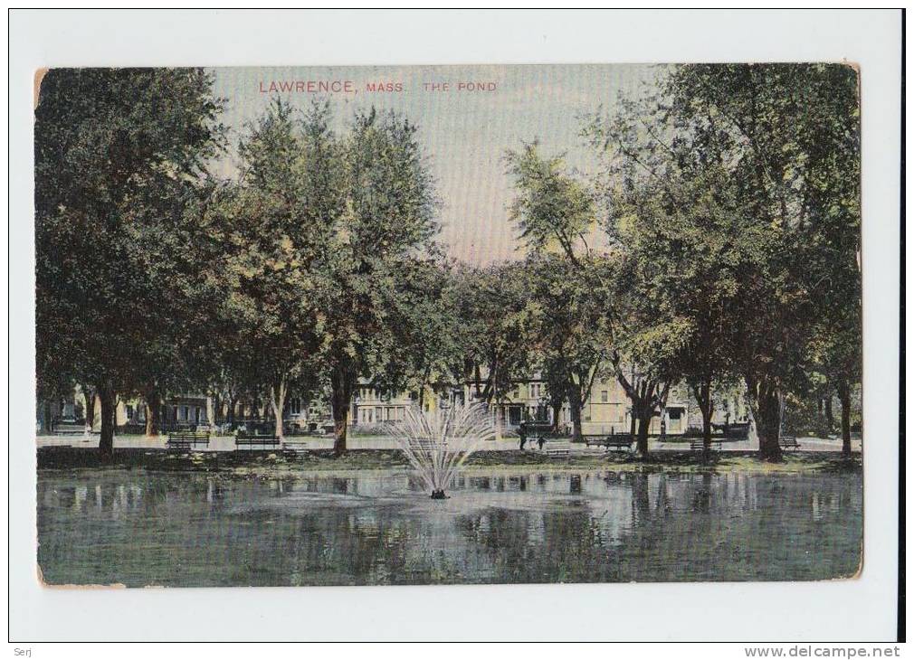 The Pond Lawrence Massachusets USA 1916 PC - Lawrence