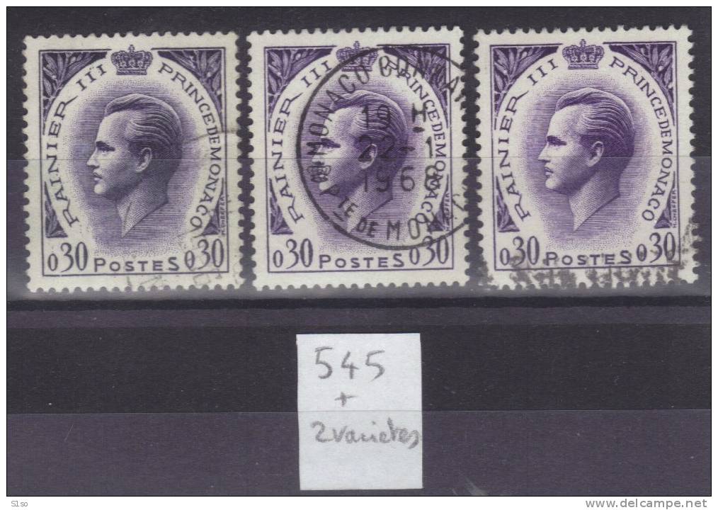 MONACO 1960 / 65-- Y/T N°: 545 + 2 Variétés  Couleur -  Oblitérés - Plaatfouten En Curiosa