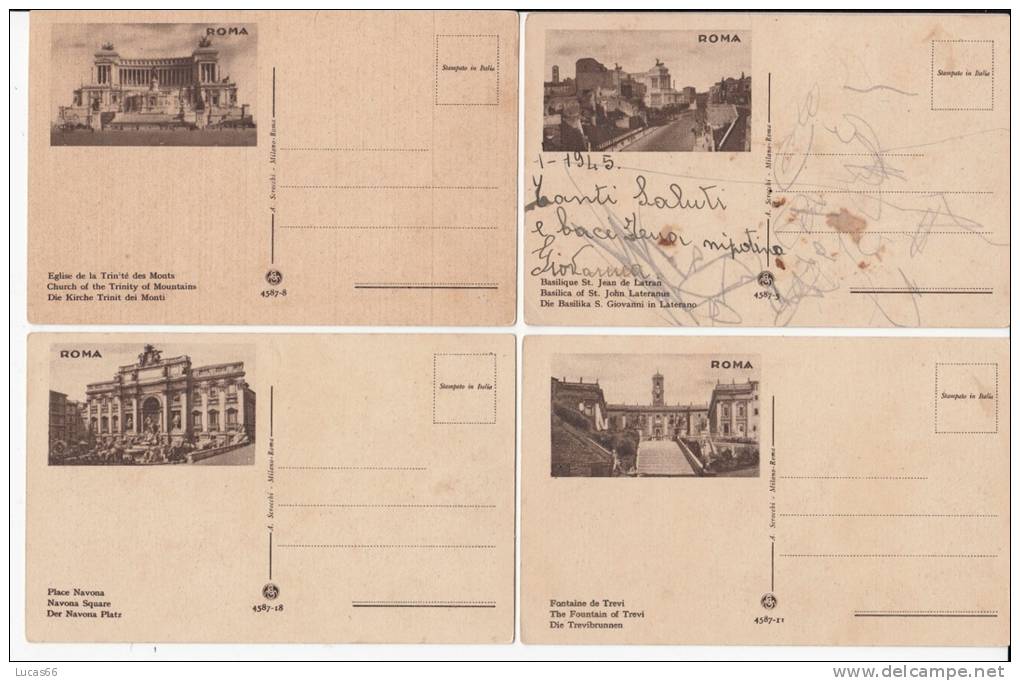 PRIMI 900 LOTTO DI 4 CARTOLINE DI ROMA ED. SCROCCHI - Sammlungen & Lose