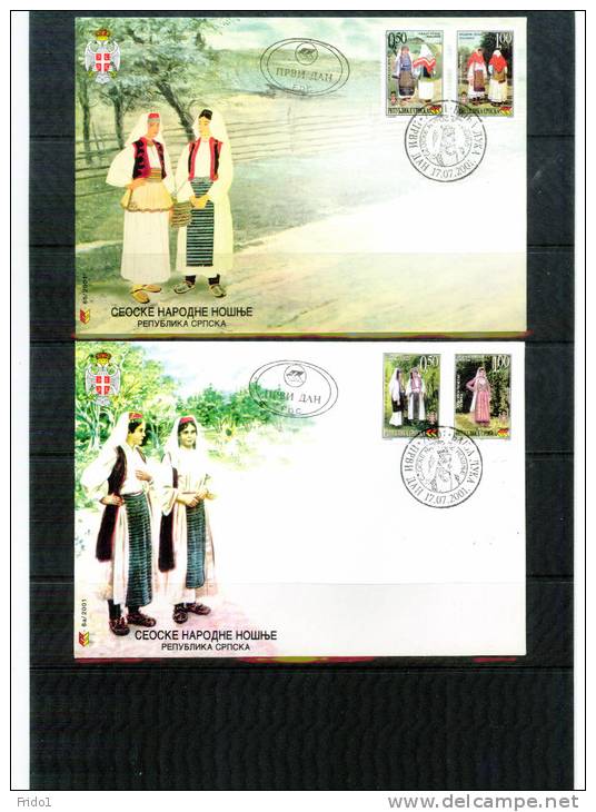 Bosnien Und Herzegowina Serb.Republik Banja Luka 2001 Nationaltrachten / National Costumes FDCs - Sonstige & Ohne Zuordnung