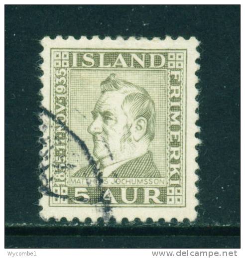 ICELAND - 1935 Jochumsson 5a Used As Scan - Oblitérés