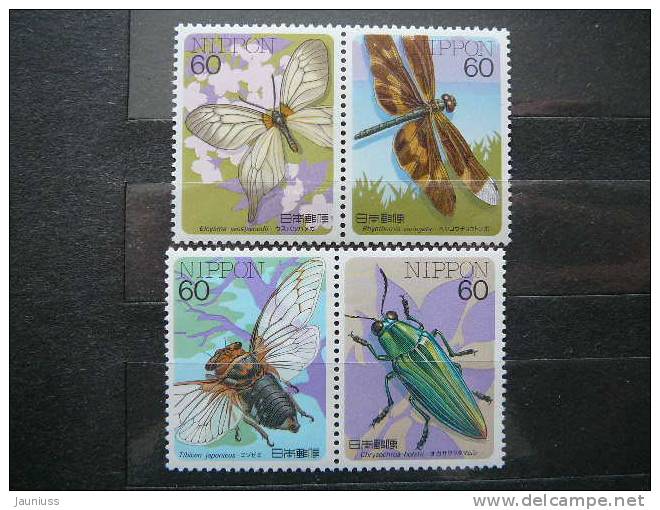 Japan 1986 1705/8 (Mi.Nr.) **  MNH Butterflies Insects - Neufs