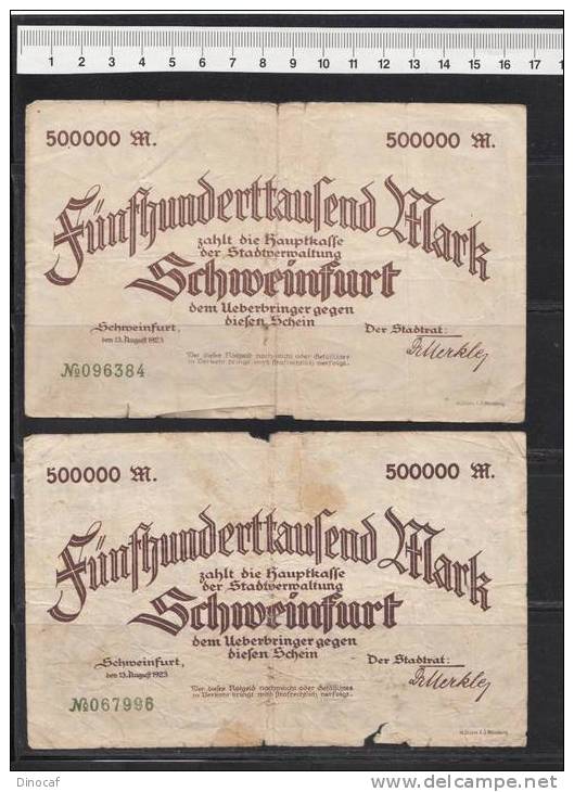 Schweinfurt Stadt, 4 X 500T Mark - Lot 4 Scheine Bayern - Altri & Non Classificati