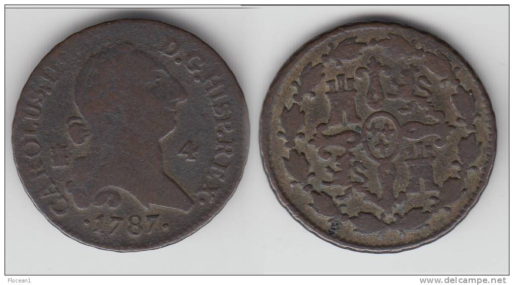 **** ESPAGNE - SPAIN - 4 MARAVEDIS 1787 (AQUEDUCT)  CAROLUS III **** EN ACHAT IMMEDIAT - First Minting