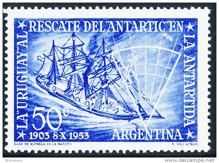 ARGENTINA ANTARTIDA 1953 50th Anniversary Of The Rescue Of '"Antarctic" By Corvette "Uruguay"** - Antarctic Expeditions