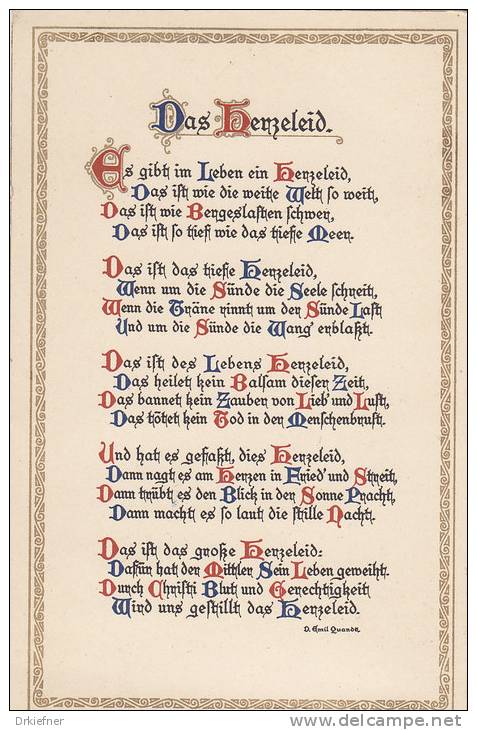 Spruchkarte: "Das Herzeleid" Von Emil Quandt, Um 1910 - Filosofia & Pensatori