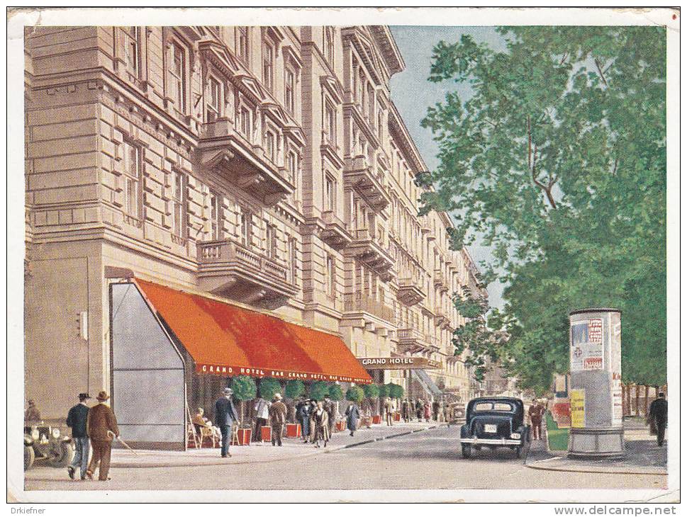 Grand Hotel, Wien, Mit Litfaßsäule, Um 1940 - Hotels & Gaststätten