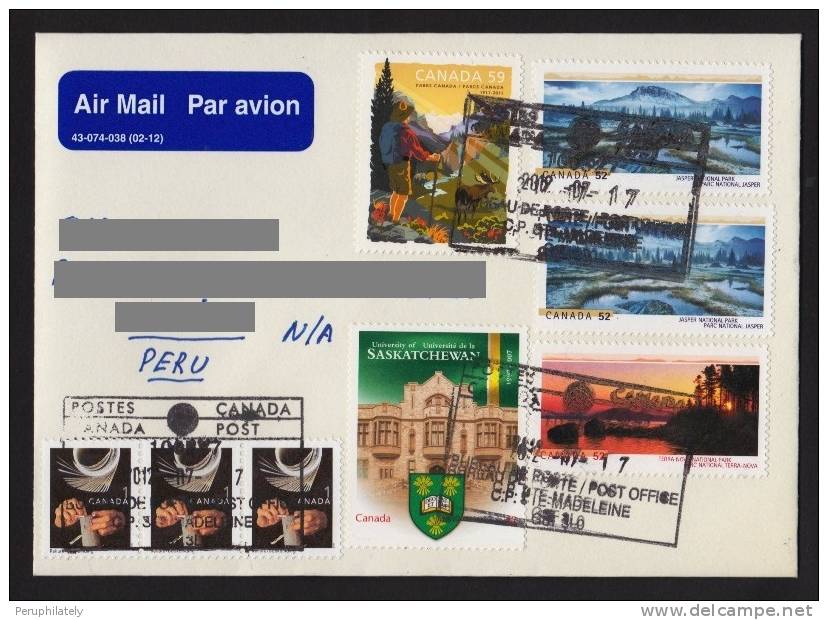 Canada Cover With National Parks & University Stamps Year 2007 And 2011 - Cartas & Documentos