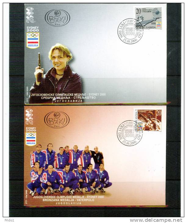 Jugoslawien / Yugoslavia / Yougoslavie 2000 Sydney Olympische Medaillen FDCs - Zomer 2000: Sydney