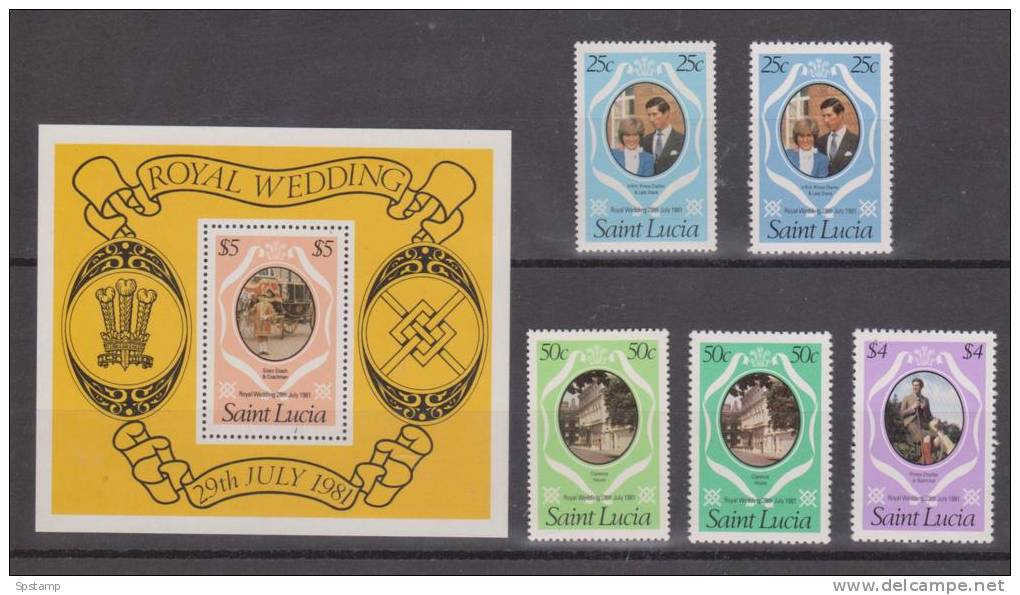 St Lucia 1981 Diana Royal Wedding Set 3 & Mini Sheet , 3 Sheetlets & Booklet MNH - St.Lucia (1979-...)