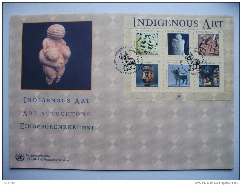 UNO-New York 950/5 Block 24 FDC, Eingeborenenkunst (III) 2004 Auf Genfer-Cachet - FDC