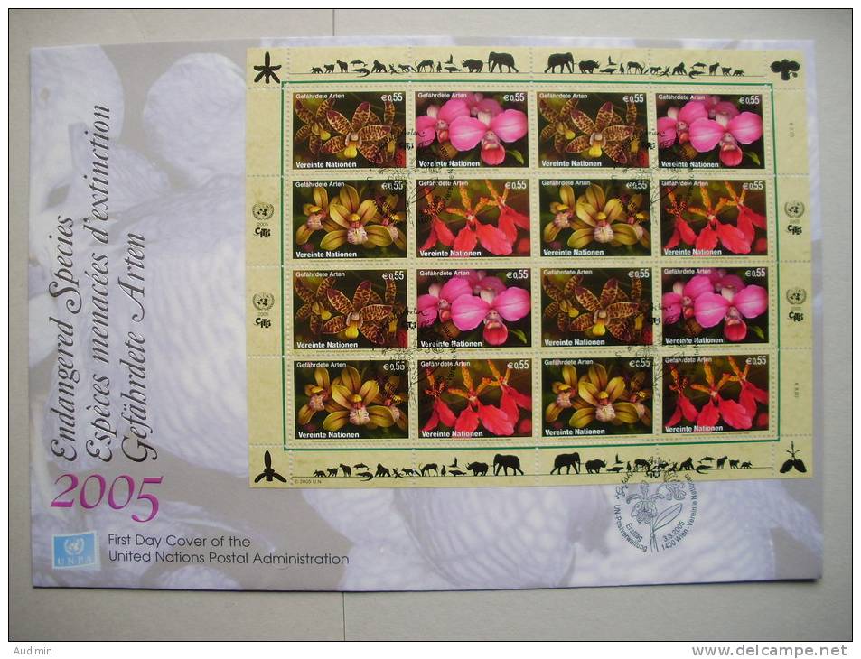 UNO-Wien 435/8 KB-FDC, Gefährdete Arten, Orchideen 2005 Auf Genfer-Cachet - Andere & Zonder Classificatie