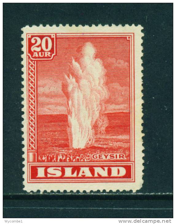 ICELAND - 1938 The Great Geyser 20a Mounted Mint - Ongebruikt