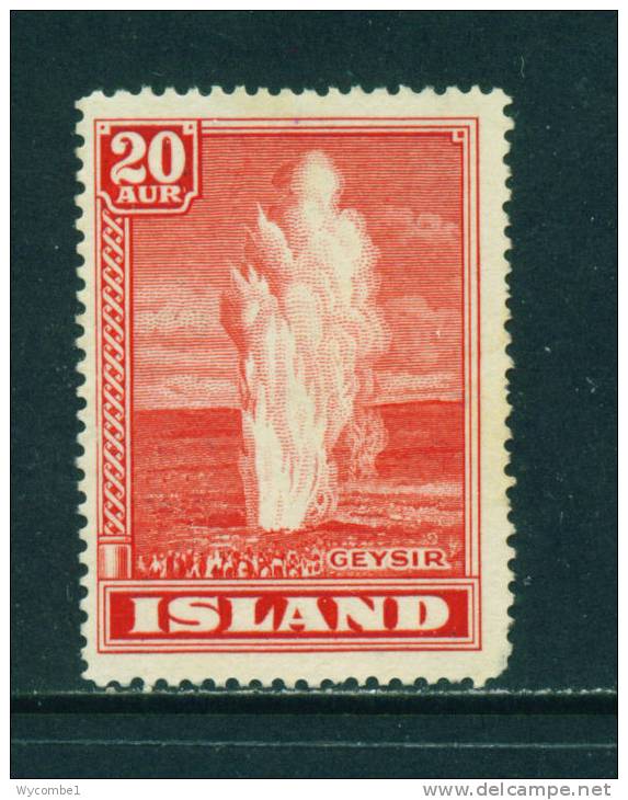 ICELAND - 1938 The Great Geyser 20a Unused (no Gum) - Unused Stamps