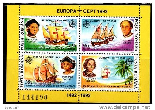 ROMANIA 1992 EUROPA CEPT MS  MNH - 1992