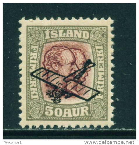 ICELAND - 1928 Air Optd With Airplane 50a Mounted Mint - Airmail