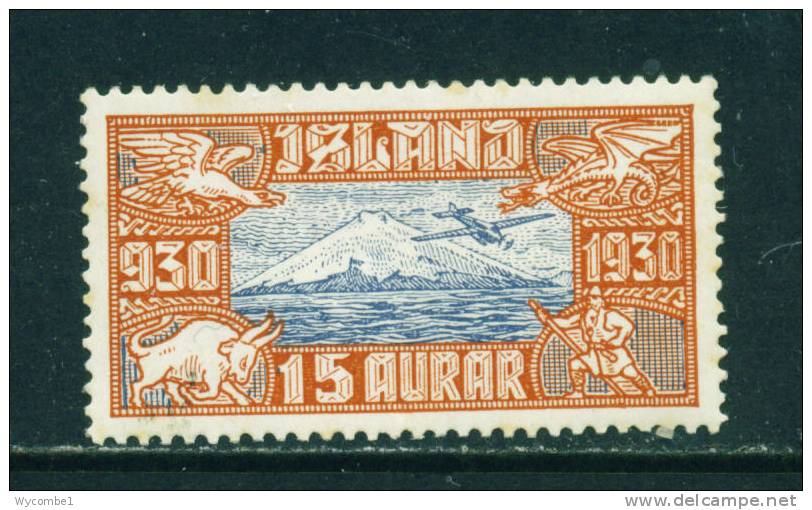 ICELAND - 1930 Air Parliamentary Millenary 15a Mounted Mint - Ongebruikt