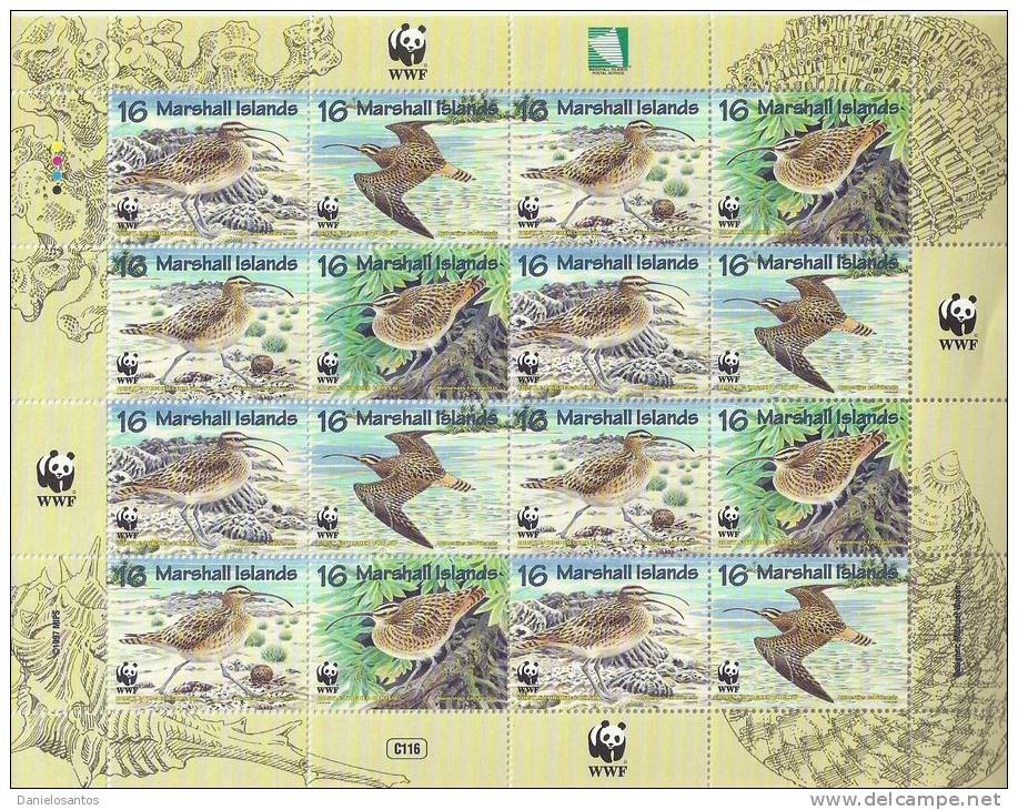 Matshall Is  1997 Birds Aves Oiseaux  Vegels - Bristle-thighed Curlew WWF Sheet With 4 Sets  MNH NICE NICE - Albatros & Stormvogels