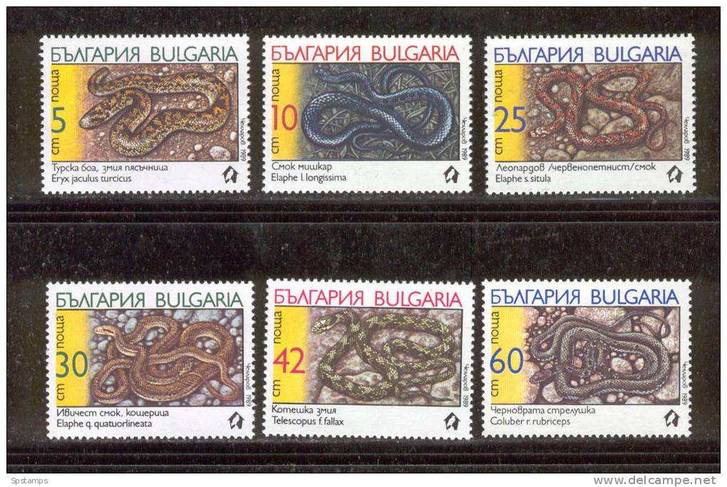 Bulgaria 1989 (Mi 3784-3789) Reptiles - Snakes MNH (T1457) - Snakes