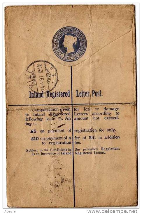 1891 Registered Letter From England To Kiel, 1.Matrosen Division 4. Companie, Kiel - Briefe U. Dokumente