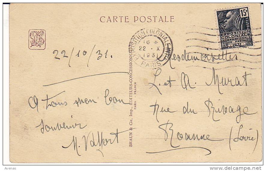 FRANCE Carte Postale Indochine Pavillon Du Cambodge 1931 Machine FLIER EXPOSITION COLONIALE INTERNATIONALE PARIS - Maschinenstempel (Werbestempel)