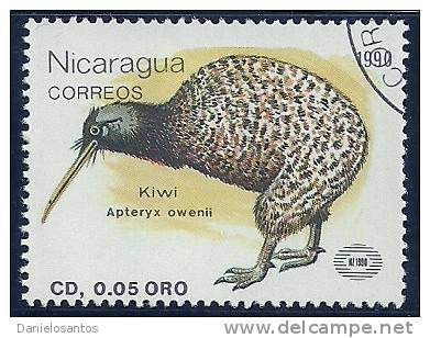 Nicaragua 1990 Birds  Aves Oiseaux Vegels -  Little Spotted Kiwi - Apteryx Owenii Canc - Kiwi
