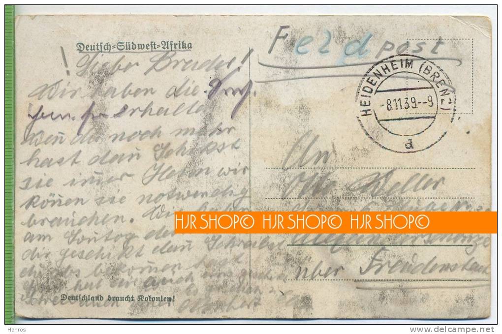 Am Etjo ,Deutsch-Südwest-Afrika, Um 1930/1940, Verlag: ---. POSTKARTE, FELDPOST OHNE Frankatur, Mit Stempel, - Namibie