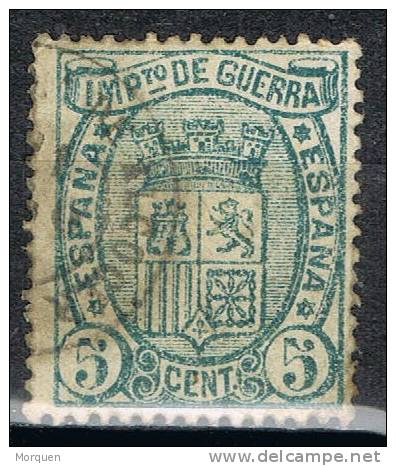 Sello 5 Cts Impuesto De Guerra 1875, Fechador PUEBLA De ALCOCER (Badajoz),  Num 154 º - Kriegssteuermarken